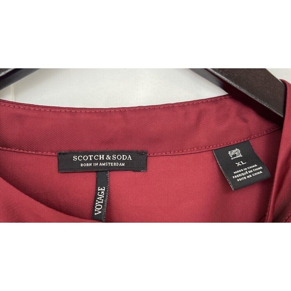 Scotch & Soda Womens Voyage Burgundy Red Satin Dress Midi Puff Sleeves Size XL - Picture 7 of 8